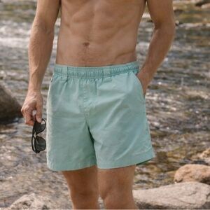 Men’s Columbia PFG Omni-Shade Fishing Shorts Seafoam Green Size S